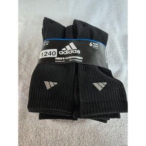 Adidas Large Moisture Wicking/Athletic/Cushioned Crew Socks with Arch, Black